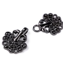 Ozdobné filigránové zapínání nikl černý 18x39mm