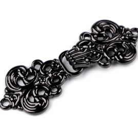 Ozdobné filigránové zapínání nikl černý 21x59mm
