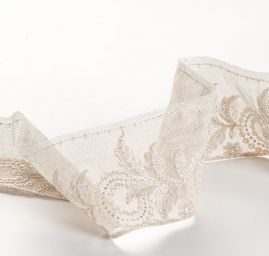 Krajka lem květinový ornament světle šedý