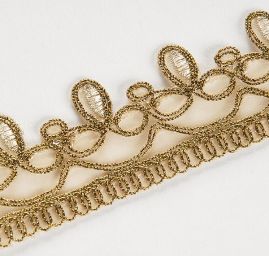 Krajková kovová stuha trojlístek starozlatá