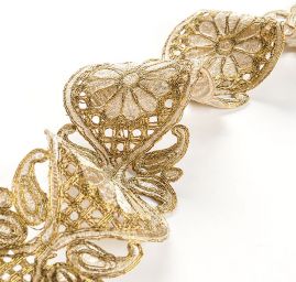 Krajková kovová stuha zlatá