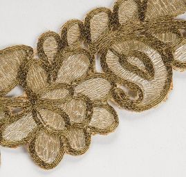 Krajková kovová stuha široká velké květy