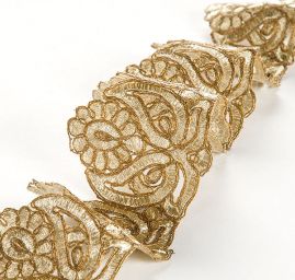 Krajková kovová stuha orientální vzor zlatá