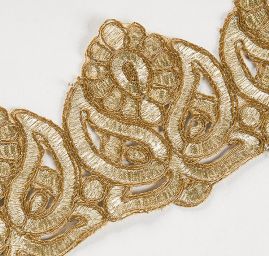 Krajková kovová stuha orientální vzor zlatá