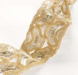 Krajková kovová stuha obloučky sv.zlatá
