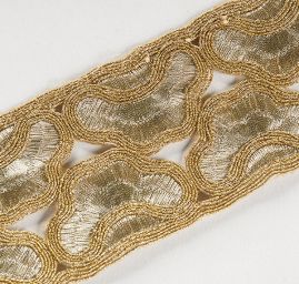 Krajková kovová stuha obloučky sv.zlatá