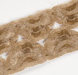 Krajková kovová stuha obloučky měděná