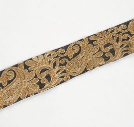 Šantungová stuha zlatý romantický vzor II.jakost