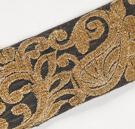 Šantungová stuha zlatý romantický vzor II.jakost