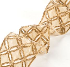 Šantungová stuha větší geometrický vzor