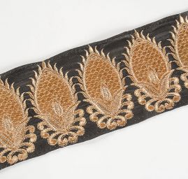 Šantungová stuha velký oválný vzor zlatý II.jakost