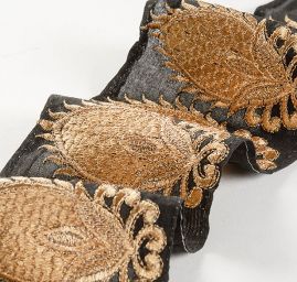 Šantungová stuha velký oválný vzor zlatý II.jakost