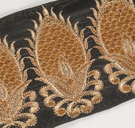 Šantungová stuha velký oválný vzor zlatý II.jakost