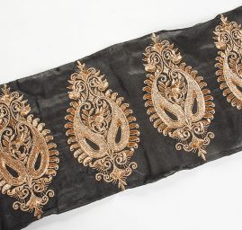 Šantungová stuha velký ornament kapka zlatá II.jakost