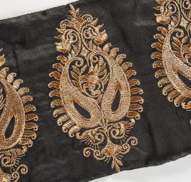 Šantungová stuha velký ornament kapka zlatá II.jakost