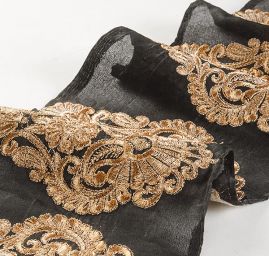 Šantungová stuha velký ornament zlatá II.jakost