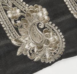 Šantungová stuha velký paisley motiv stříbrný II.jakost