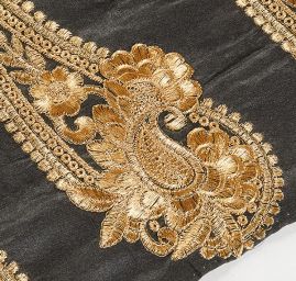 Šantungová stuha velký paisley motiv zlatý II.jakost