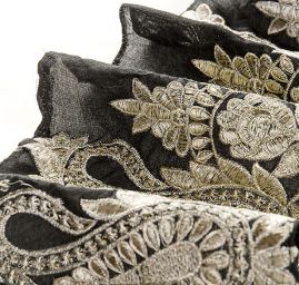 Šantungová stuha paisley motiv stříbrný II.jakost