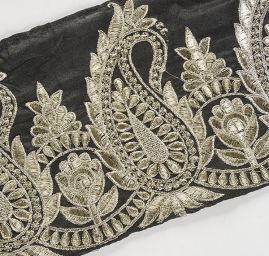 Šantungová stuha paisley motiv stříbrný II.jakost