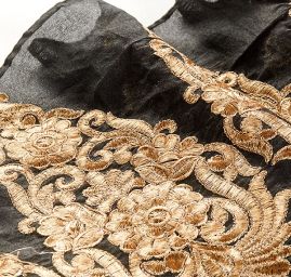 Šantungová stuha veliký ornament zlatý II.jakost