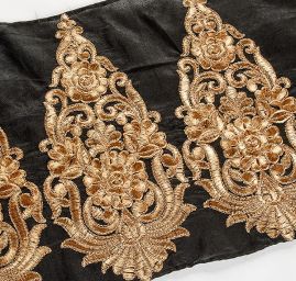 Šantungová stuha veliký ornament zlatý II.jakost