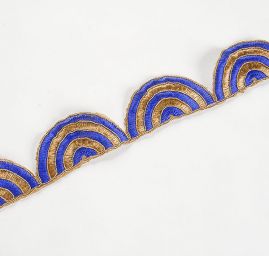 Šantungová stuha vyšívané oblouky sv.modré