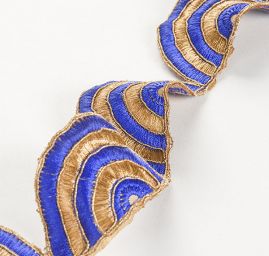 Šantungová stuha vyšívané oblouky sv.modré