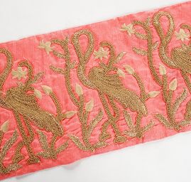 Porta vyšívaná na šantungu volavka velký vzor