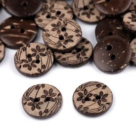 Knoflík kokos vzor kytičky  24"