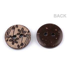 Knoflík kokos vzor kytičky  24"