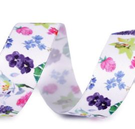 Stuha dekorační vzor květy šíře 25mm