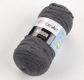 Stužková pletací příze Ymart Ribbon tmavě šedá