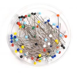 Špendlíky KOH-I-NOR se skleněnou hlavičkou barevné