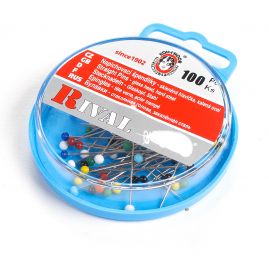 Špendlíky KOH-I-NOR se skleněnou hlavičkou barevné