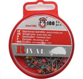 Špendlíky KOH-I-NOR se skleněnou hlavičkou barevné