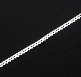 Krajka lem hrubá drobný vlnkový vzor bílá