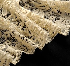 Pružná krajka vsadka lem květy/lístky krémová