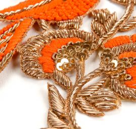 Aplikace pávi středová zlatooranžová