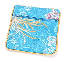 Elegantní brokátová taštička tyrkys ornament/květ