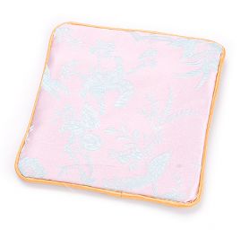 Elegantná brokátová taštička pastel ružová kvety / páv