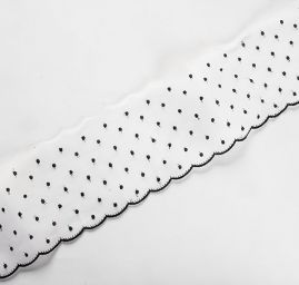 Organzová vyšívaná porta s puntíky černá/bílá