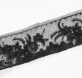 Krajka lem květy černé barvy