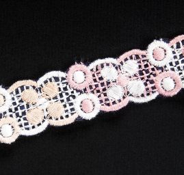 Krajka lem výšivka na organze barevná
