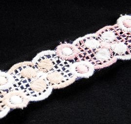 Krajka lem výšivka na organze barevná
