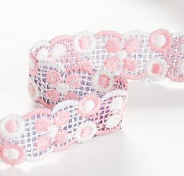 Krajka lem výšivka na organze barevná