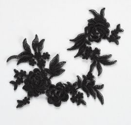 Krajková aplikace středová černá pár