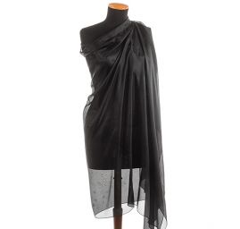 Hedvábný šál jednobarevný černý