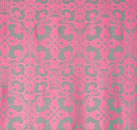 Hedvábná šála žakár třásně zelená/růžová