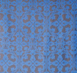 Hedvábná šála žakár třásně modrá/hnědá